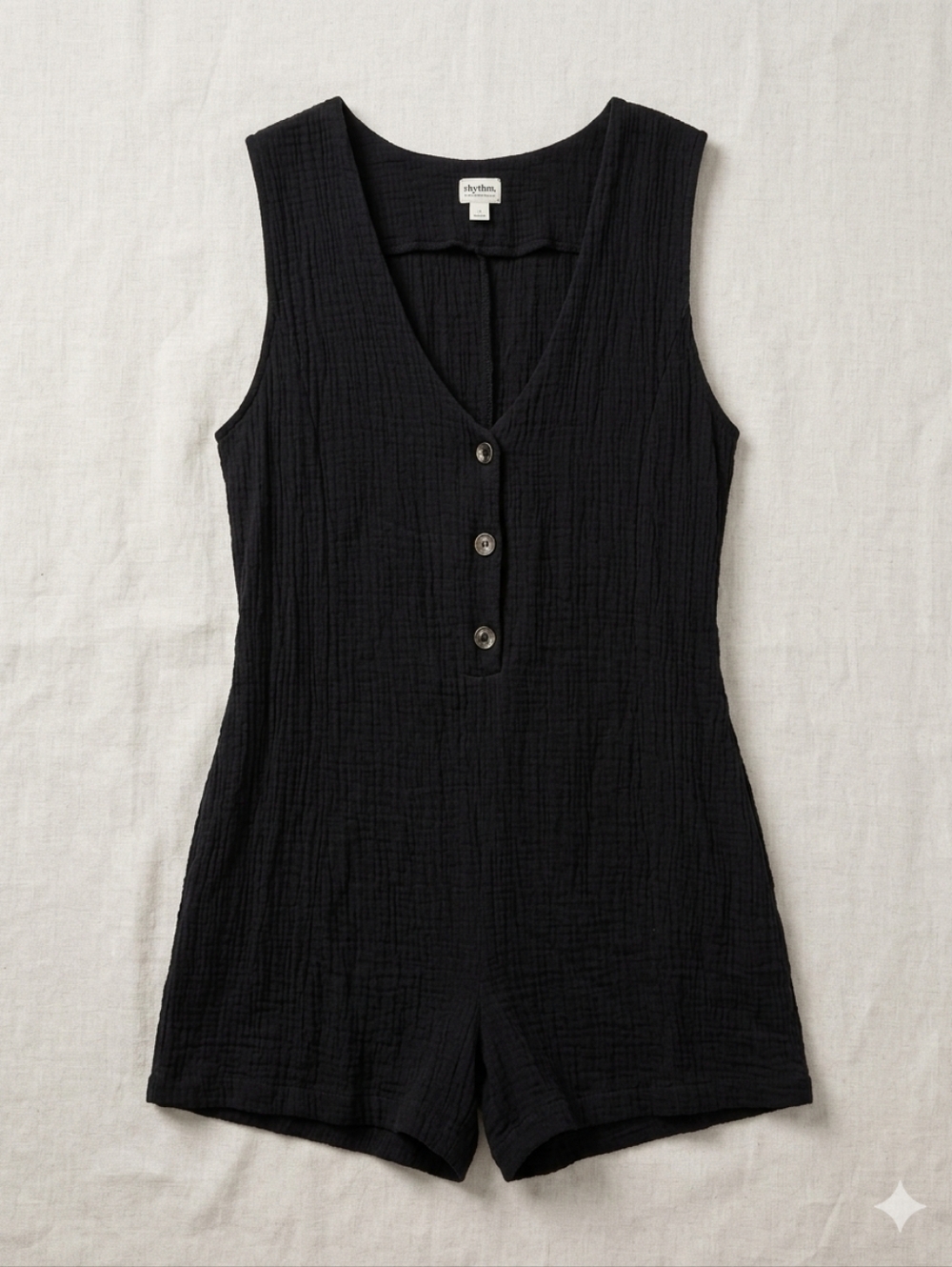 Rhythm Black 100% Cotton button up shorts jumpsuit US M / AUS - EU 10